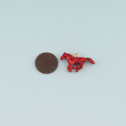 Gold Horse Charms,18K Gold Filled Horse Pendant,Enamel Animal Charm Bracelet Necklace for DIY Jewelry Making Supply