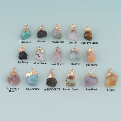 18K Gold Filled Natural Stone Pendant,Natural Stone Charm Bracelet Necklace for DIY Jewelry Making Supply