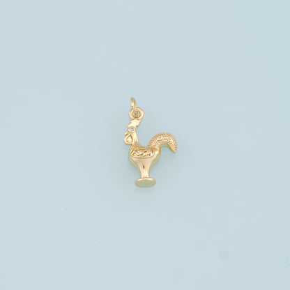 Gold Rooster Charms,18K Gold Filled Rooster Pendant,Animal Charm Bracelet Necklace for DIY Jewelry Making Supply