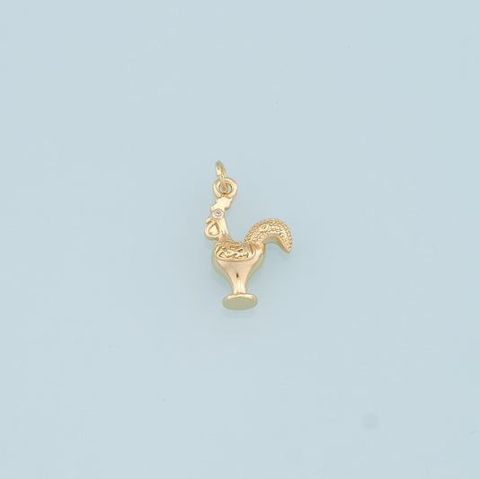 Gold Rooster Charms,18K Gold Filled Rooster Pendant,Animal Charm Bracelet Necklace for DIY Jewelry Making Supply