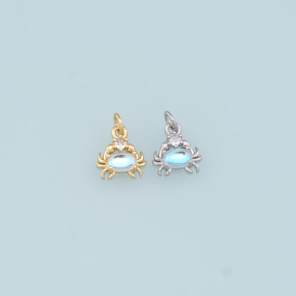 Gold Crab Charms,18K Gold Filled tiny Crab Pendant,Beach Silver Crab Charms Bracelet Necklace for DIY Jewelry Making Supply