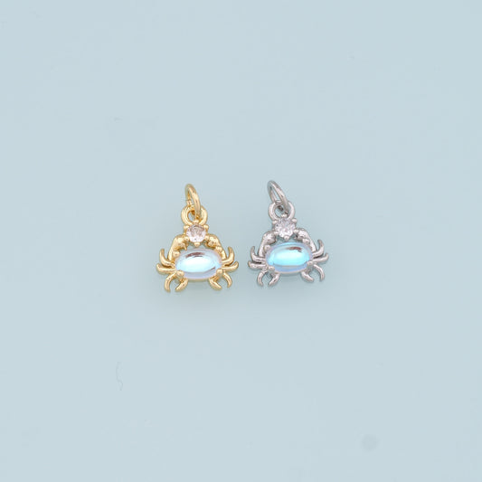 Gold Crab Charms,18K Gold Filled tiny Crab Pendant,Beach Silver Crab Charms Bracelet Necklace for DIY Jewelry Making Supply