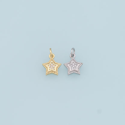 18K Gold Filled Tiny Star Pendant, Star Charm Bracelet Necklace for DIY Jewelry Making Supply