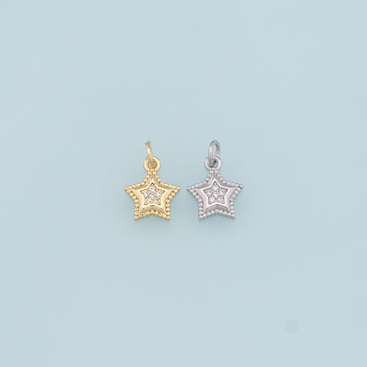 18K Gold Filled Tiny Star Pendant, Star Charm Bracelet Necklace for DIY Jewelry Making Supply