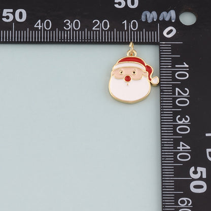 Gold Christmas Charms,18K Gold Filled Enamel Christmas Pendant Charm Bracelet Necklace for DIY Jewelry Making Supply