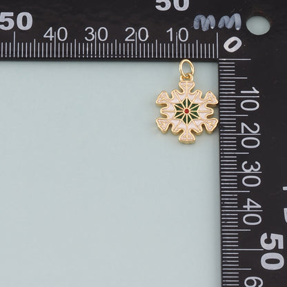 Gold Christmas Charms,18K Gold Filled Enamel Christmas Pendant Charm Bracelet Necklace for DIY Jewelry Making Supply