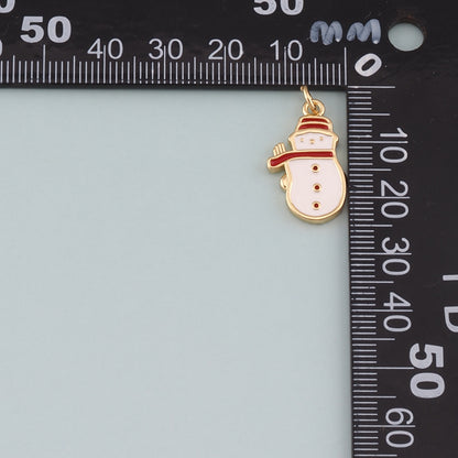 Gold Christmas Charms,18K Gold Filled Enamel Christmas Pendant Charm Bracelet Necklace for DIY Jewelry Making Supply