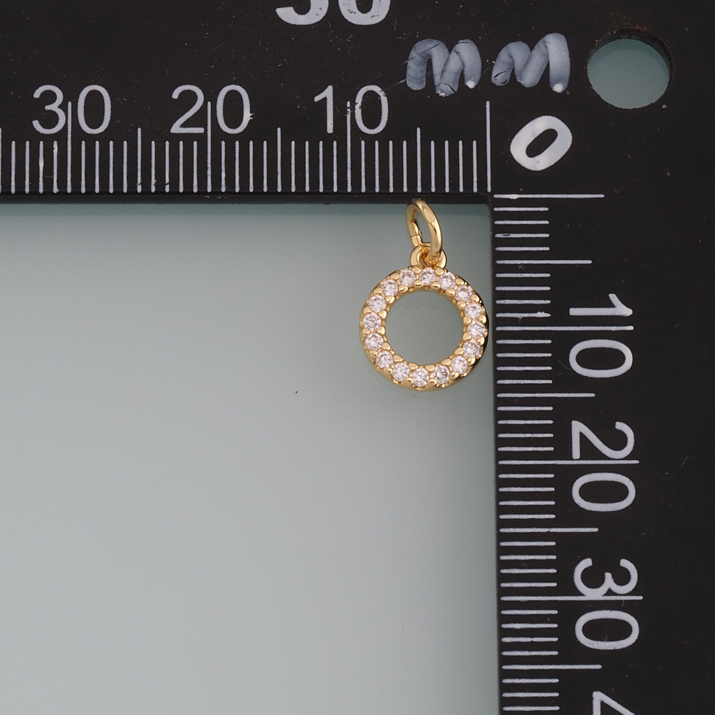18K Gold Filled Round Pendant,CZ Micro Pave  Round Charm Bracelet Necklace for DIY Jewelry Making Supply
