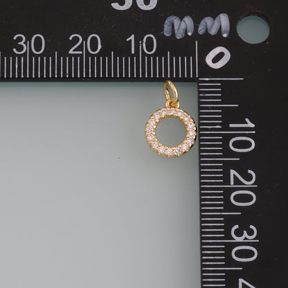 18K Gold Filled Round Pendant,CZ Micro Pave  Round Charm Bracelet Necklace for DIY Jewelry Making Supply
