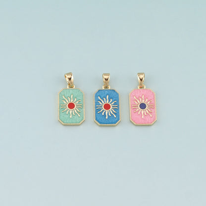 Gold Sun Charms,18K Gold Filled Sun Pendant,Enamel Celestial Charm Bracelet Necklace for DIY Jewelry Making Supply