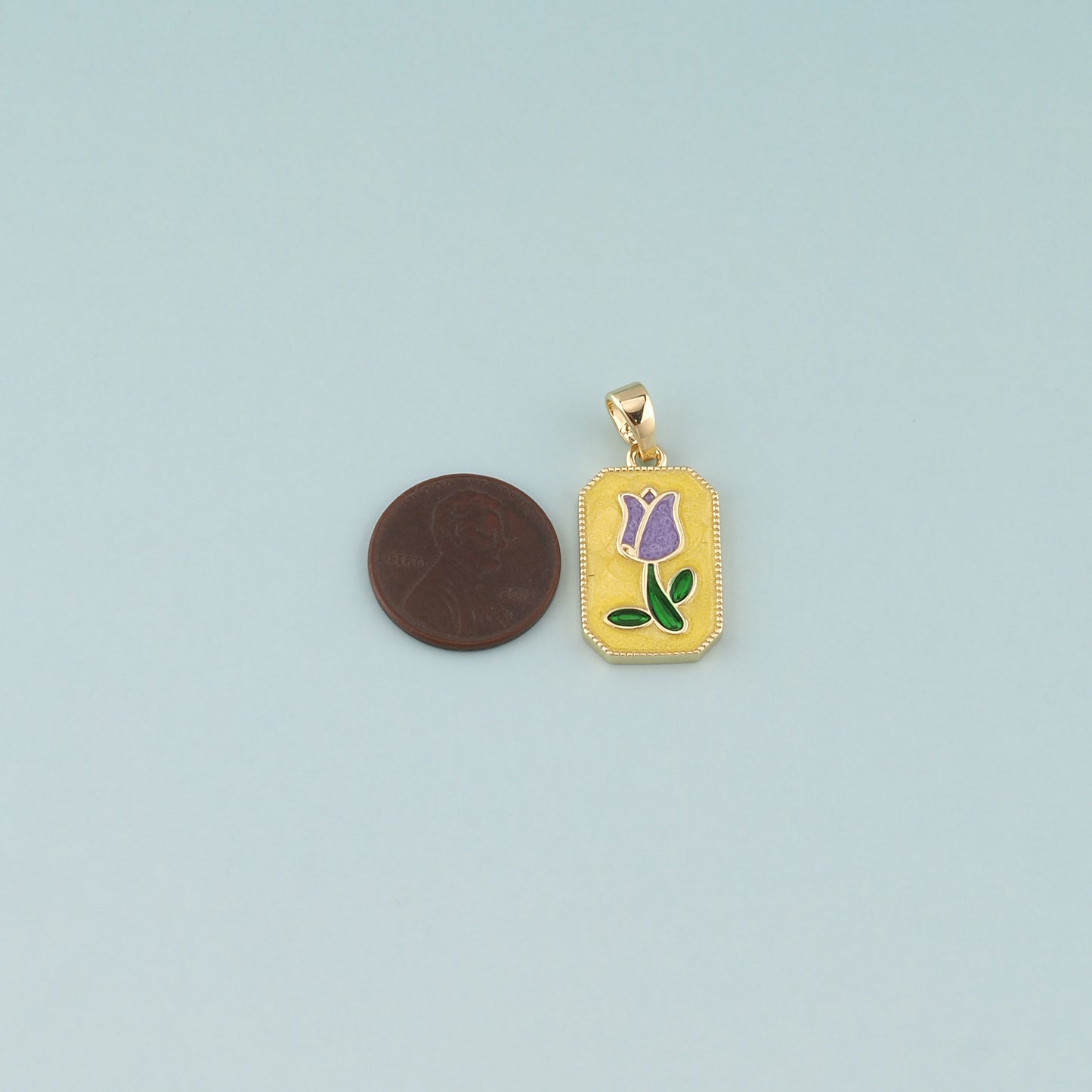 Gold Flower Charm,18K Gold Filled Tulip Pendant,Enamel Flower Charm Bracelet Necklace for DIY Jewelry Making Supply