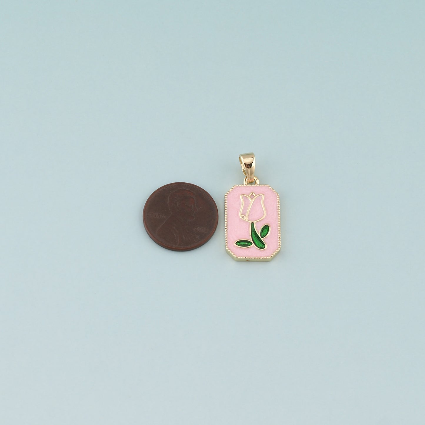 Gold Flower Charm,18K Gold Filled Tulip Pendant,Enamel Flower Charm Bracelet Necklace for DIY Jewelry Making Supply