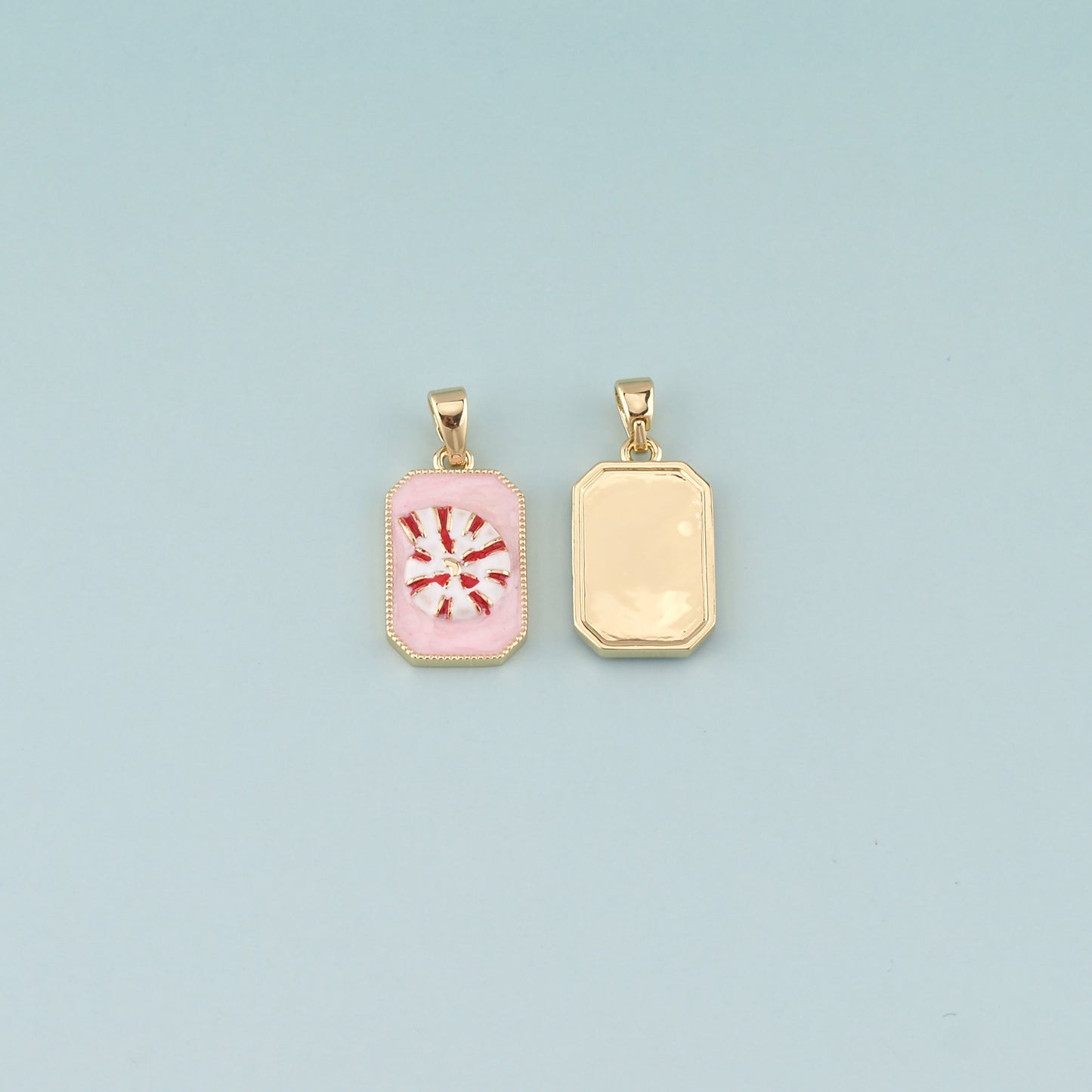 Gold Shell Charms,18K Gold Filled Conch Pendant,Enamel Conch Shell Charm Bracelet Necklace for DIY Jewelry Making Supply