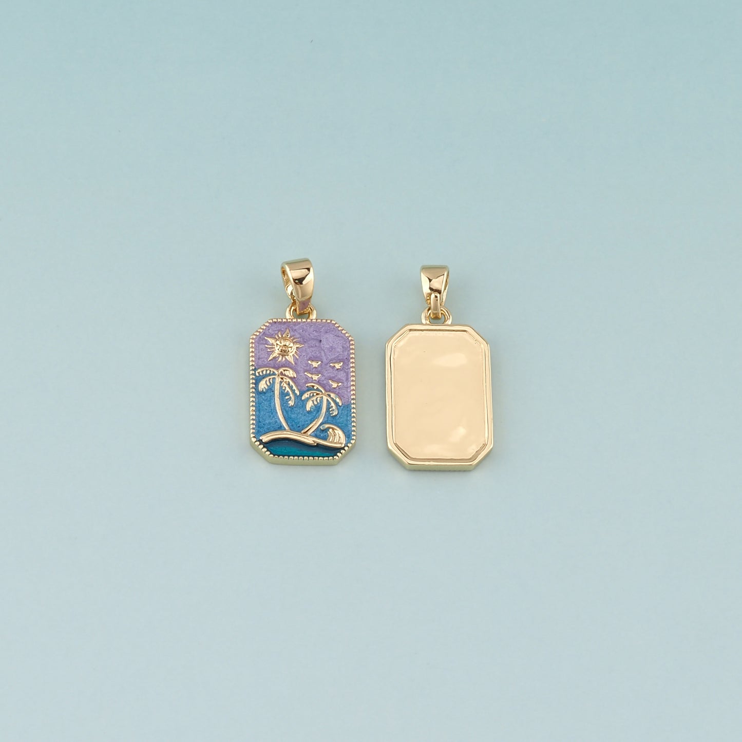 Gold Palm Tree Charms,18K Gold Filled Palm tree Pendant,Enamel coconut tree Charm Bracelet Necklace for DIY Jewelry Making Supply