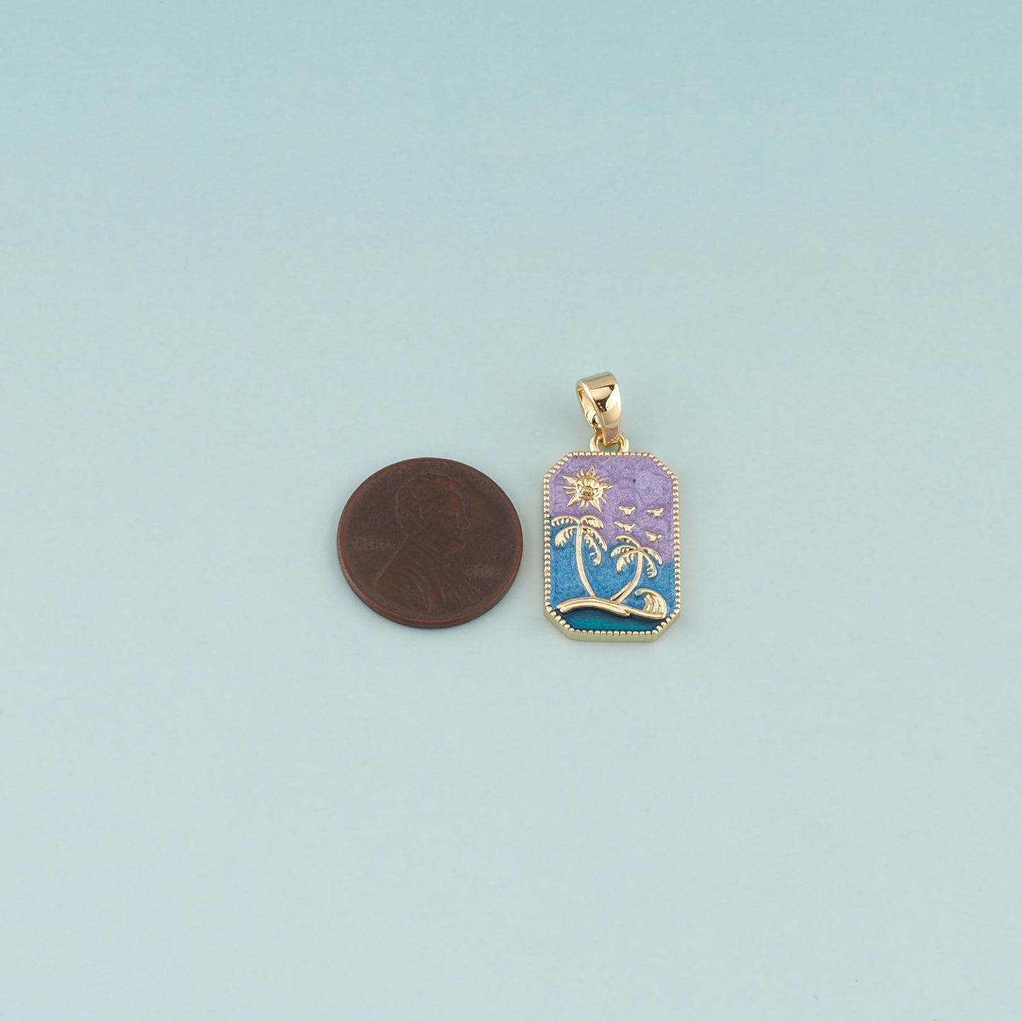 Gold Palm Tree Charms,18K Gold Filled Palm tree Pendant,Enamel coconut tree Charm Bracelet Necklace for DIY Jewelry Making Supply