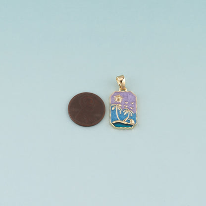 Gold Palm Tree Charms,18K Gold Filled Palm tree Pendant,Enamel coconut tree Charm Bracelet Necklace for DIY Jewelry Making Supply