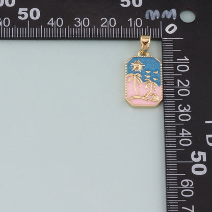 Gold Palm Tree Charms,18K Gold Filled Palm tree Pendant,Enamel coconut tree Charm Bracelet Necklace for DIY Jewelry Making Supply