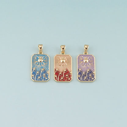 Gold Sun Charms,18K Gold Filled Sun Pendant,Enamel Celestial Charm Bracelet Necklace for DIY Jewelry Making Supply