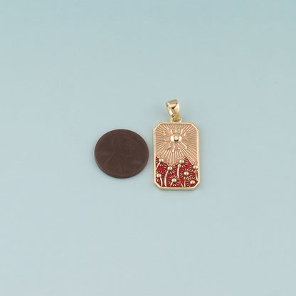 Gold Sun Charms,18K Gold Filled Sun Pendant,Enamel Celestial Charm Bracelet Necklace for DIY Jewelry Making Supply
