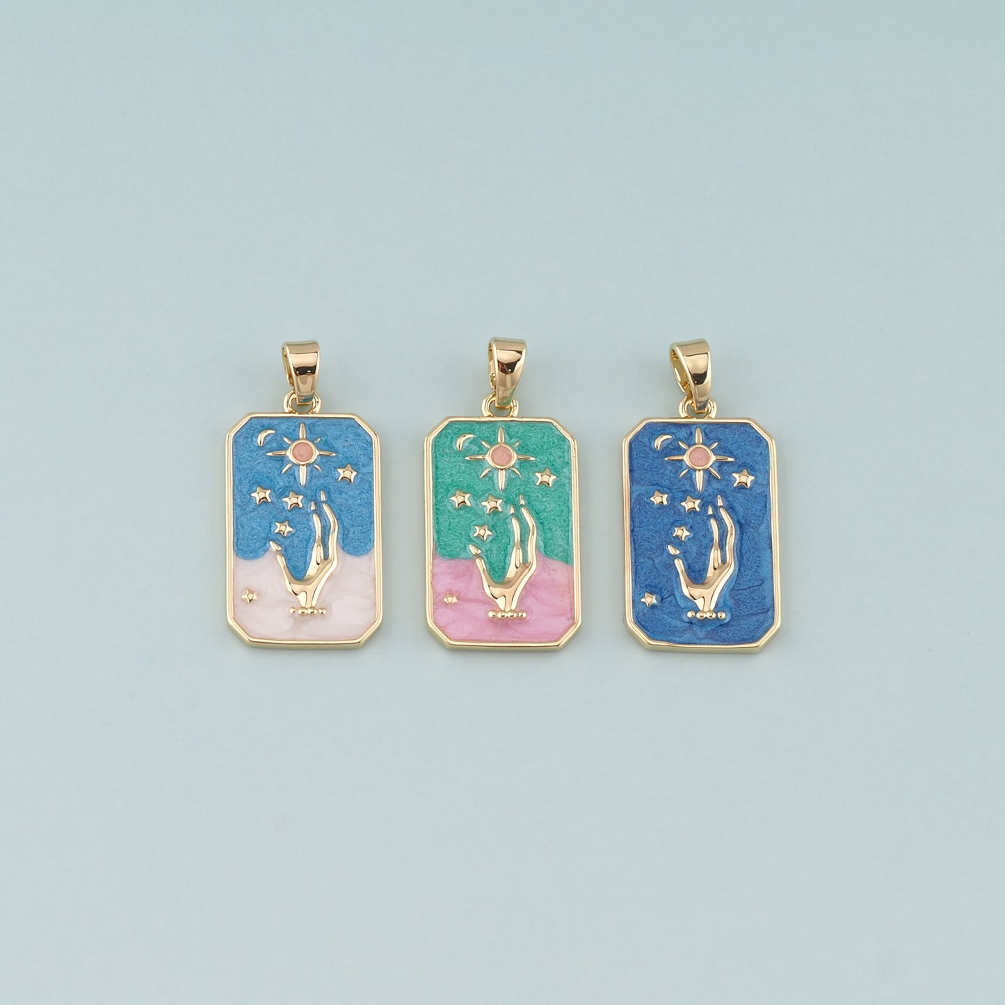 Gold Hand Charms,18K Gold Filled Gesture Pendant,Enamel Hand Charm Bracelet Necklace for DIY Jewelry Making Supply