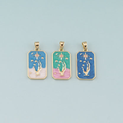 Gold Hand Charms,18K Gold Filled Gesture Pendant,Enamel Hand Charm Bracelet Necklace for DIY Jewelry Making Supply