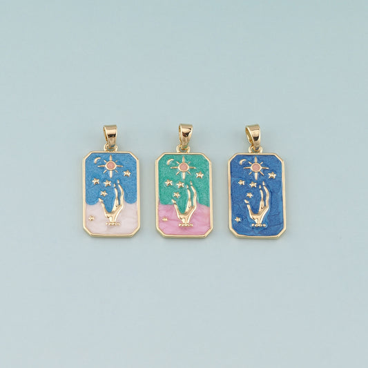 Gold Hand Charms,18K Gold Filled Gesture Pendant,Enamel Hand Charm Bracelet Necklace for DIY Jewelry Making Supply