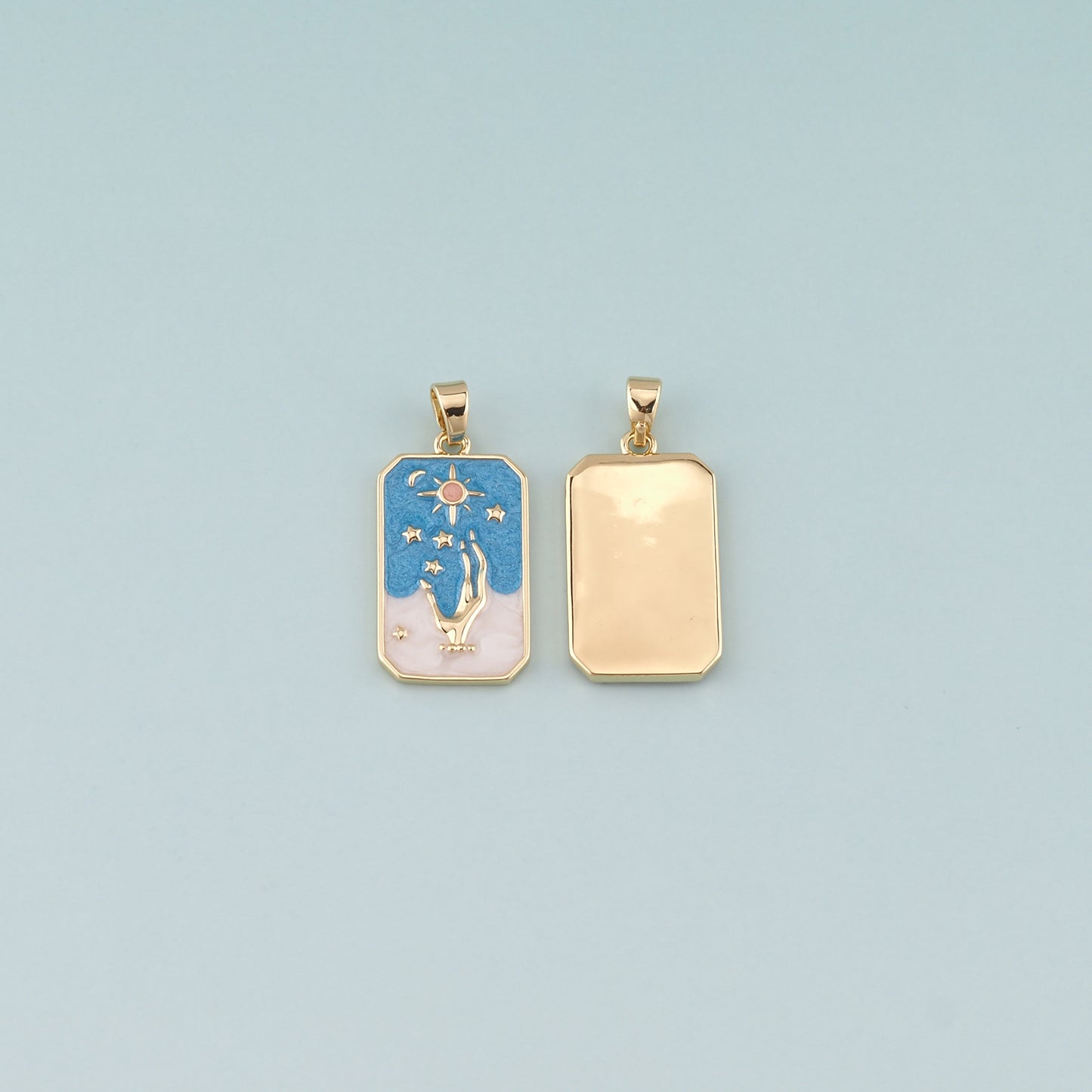 Gold Hand Charms,18K Gold Filled Gesture Pendant,Enamel Hand Charm Bracelet Necklace for DIY Jewelry Making Supply