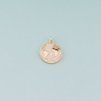 Gold World Map Charm,18K Gold Filled Earth Pendant,Enamel Earth Charm Bracelet Necklace for DIY Jewelry Making Supply