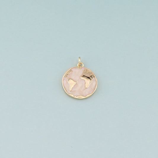 Gold World Map Charm,18K Gold Filled Earth Pendant,Enamel Earth Charm Bracelet Necklace for DIY Jewelry Making Supply