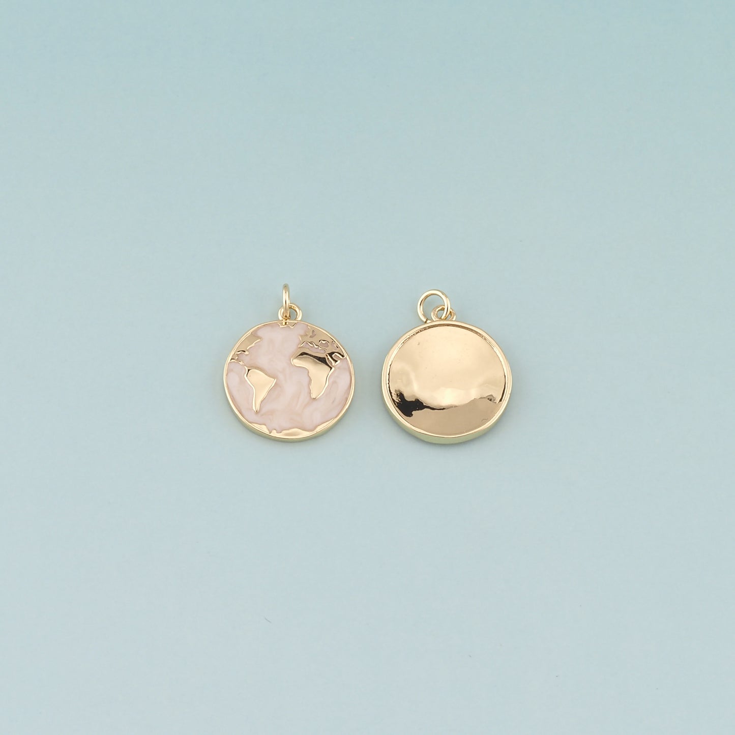 Gold World Map Charm,18K Gold Filled Earth Pendant,Enamel Earth Charm Bracelet Necklace for DIY Jewelry Making Supply