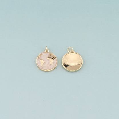 Gold World Map Charm,18K Gold Filled Earth Pendant,Enamel Earth Charm Bracelet Necklace for DIY Jewelry Making Supply