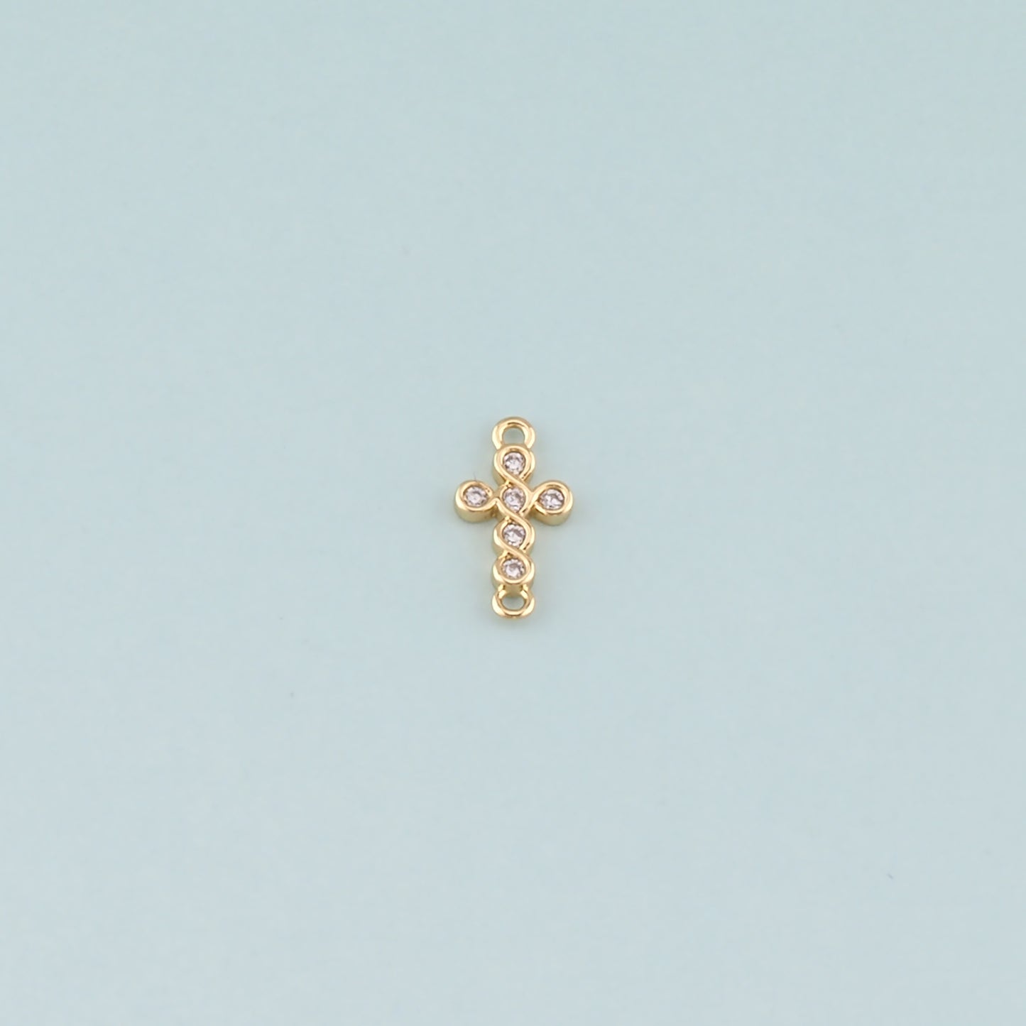 Gold Cross Connector,18K Gold Filled Cross Pendant,CZ Micro Pave Religion Charm Bracelet Necklace for DIY Jewelry Making Supply