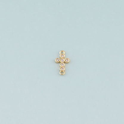 Gold Cross Connector,18K Gold Filled Cross Pendant,CZ Micro Pave Religion Charm Bracelet Necklace for DIY Jewelry Making Supply