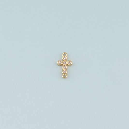 Gold Cross Connector,18K Gold Filled Cross Pendant,CZ Micro Pave Religion Charm Bracelet Necklace for DIY Jewelry Making Supply