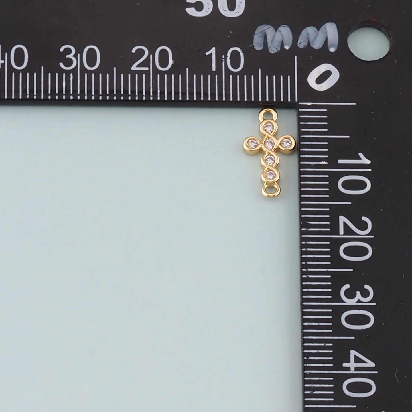 Gold Cross Connector,18K Gold Filled Cross Pendant,CZ Micro Pave Religion Charm Bracelet Necklace for DIY Jewelry Making Supply