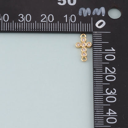 Gold Cross Connector,18K Gold Filled Cross Pendant,CZ Micro Pave Religion Charm Bracelet Necklace for DIY Jewelry Making Supply