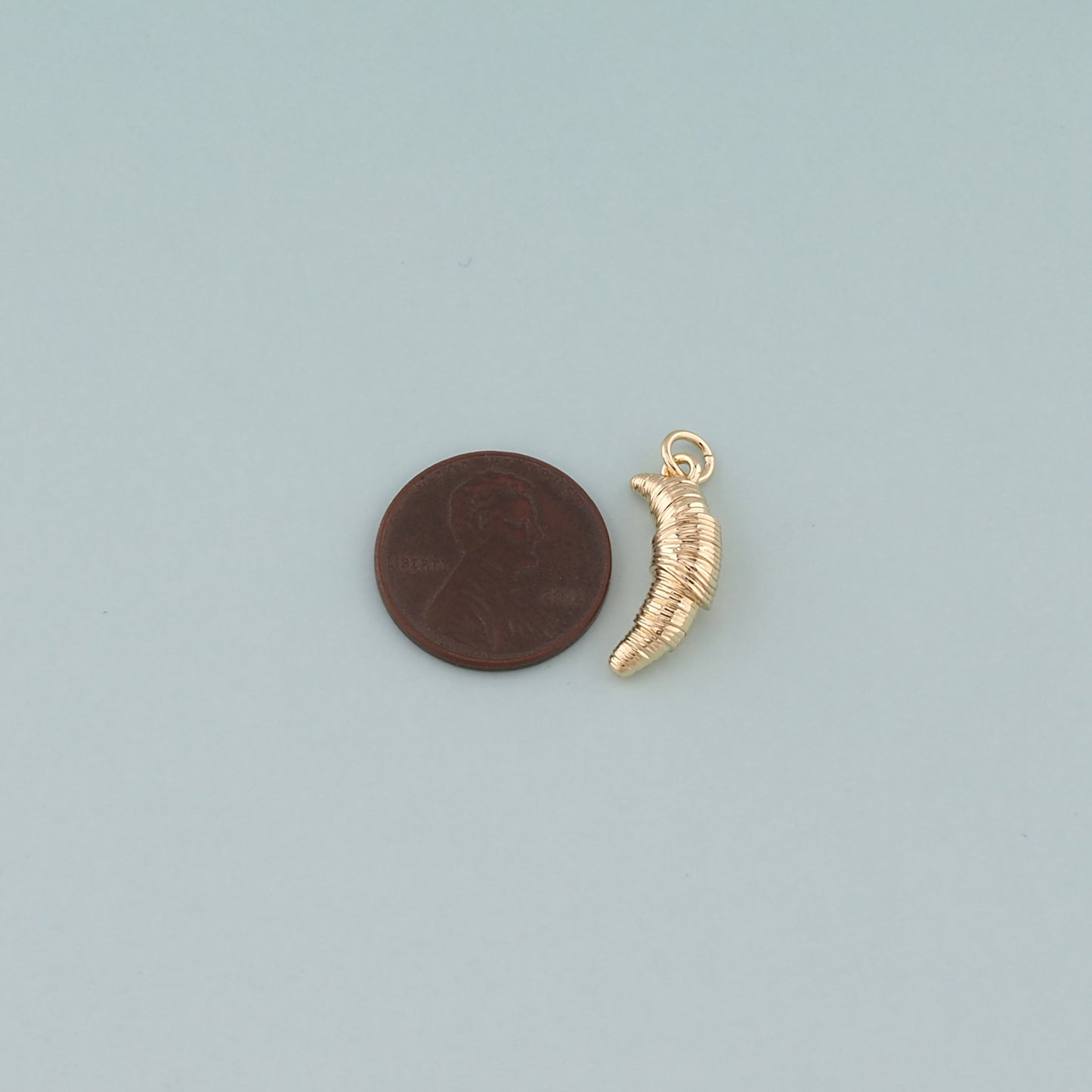 18K Gold Filled Croissant Pendant,Dainty Croissant Charm Bracelet Necklace for DIY Jewelry Making Supply