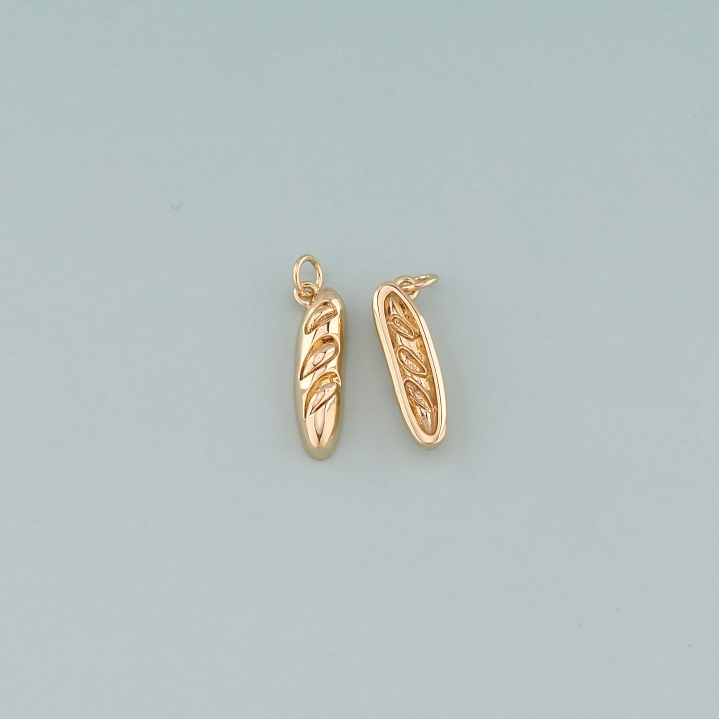 Gold Food Charms,18K Gold Filled Bread Pendant,Dainty French Bread Charm Bracelet Necklace for DIY Jewelry Making Supply