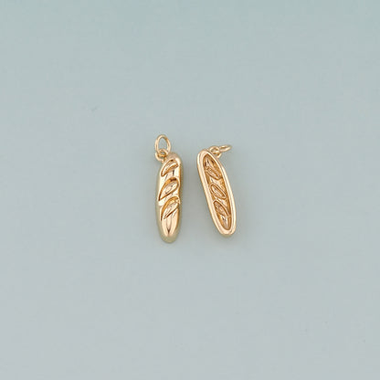 Gold Food Charms,18K Gold Filled Bread Pendant,Dainty French Bread Charm Bracelet Necklace for DIY Jewelry Making Supply