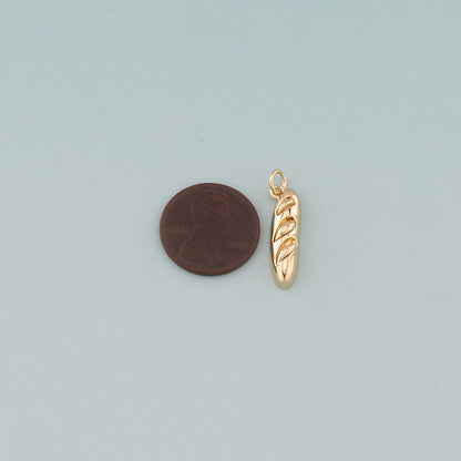 Gold Food Charms,18K Gold Filled Bread Pendant,Dainty French Bread Charm Bracelet Necklace for DIY Jewelry Making Supply