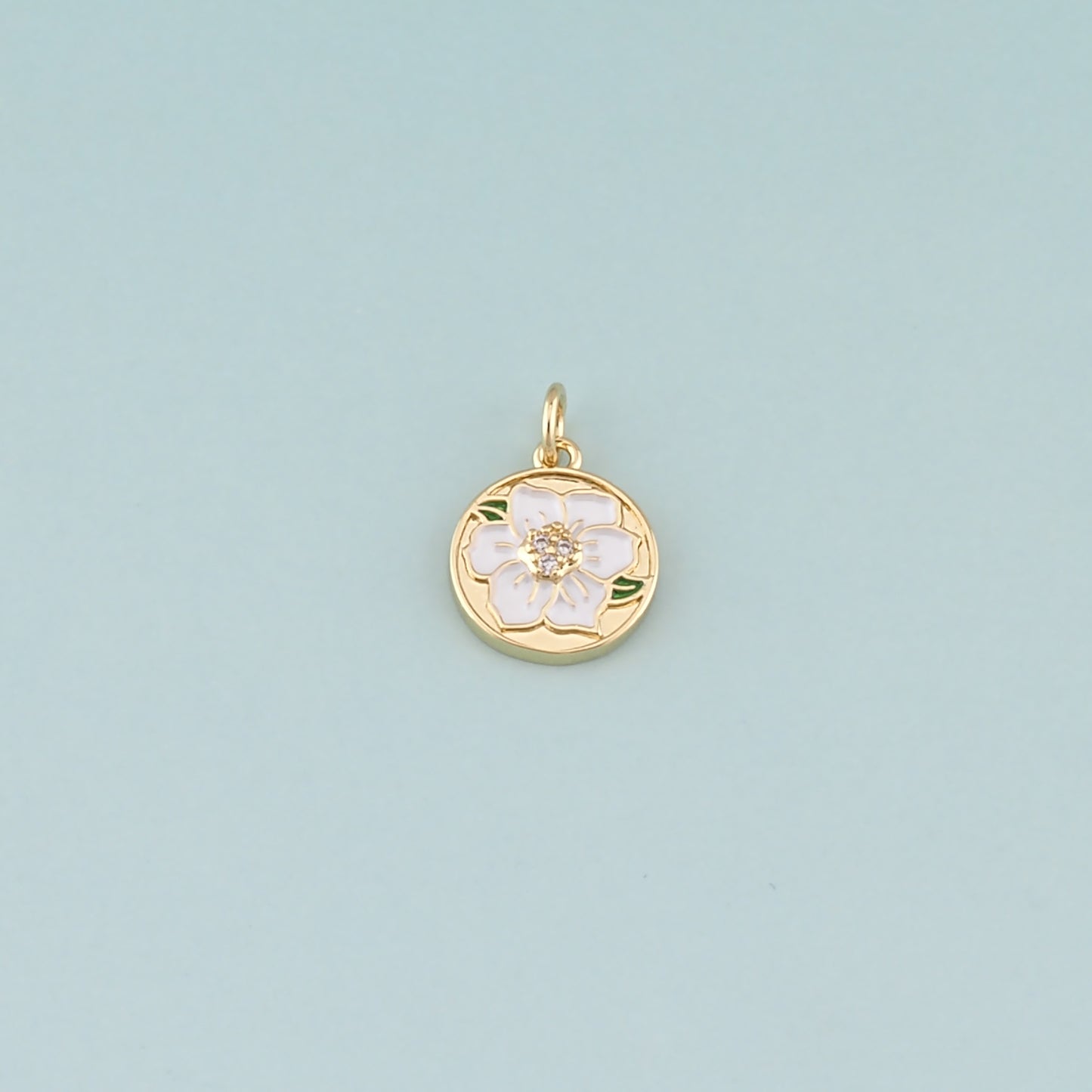 Gold Flower Charms,18K Gold Filled Flower Pendant,Enamel Flower Charm Bracelet Necklace for DIY Jewelry Making Supply