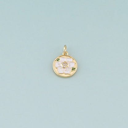 Gold Flower Charms,18K Gold Filled Flower Pendant,Enamel Flower Charm Bracelet Necklace for DIY Jewelry Making Supply