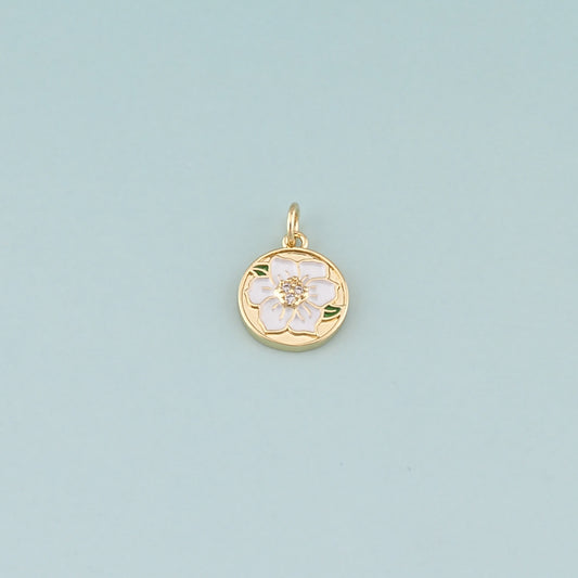 Gold Flower Charms,18K Gold Filled Flower Pendant,Enamel Flower Charm Bracelet Necklace for DIY Jewelry Making Supply