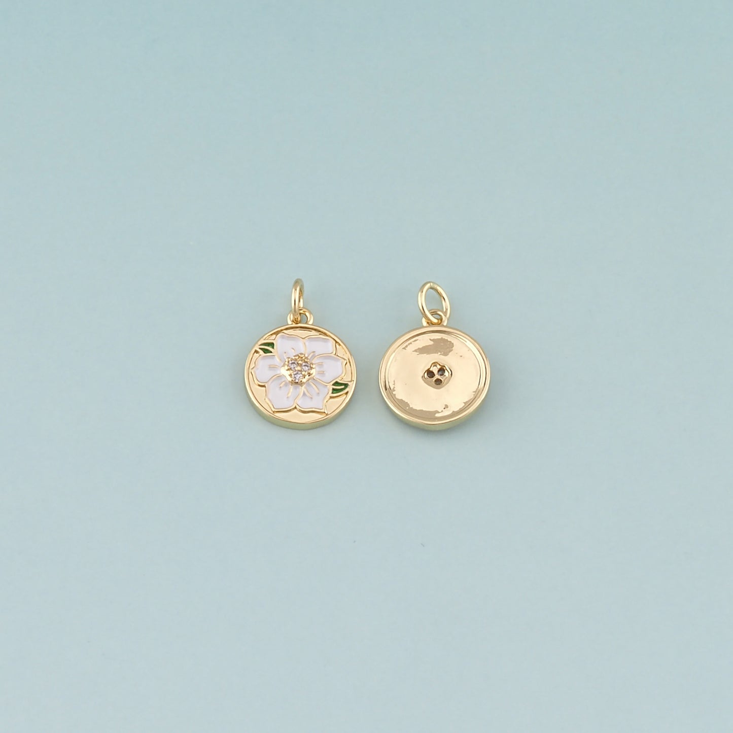 Gold Flower Charms,18K Gold Filled Flower Pendant,Enamel Flower Charm Bracelet Necklace for DIY Jewelry Making Supply