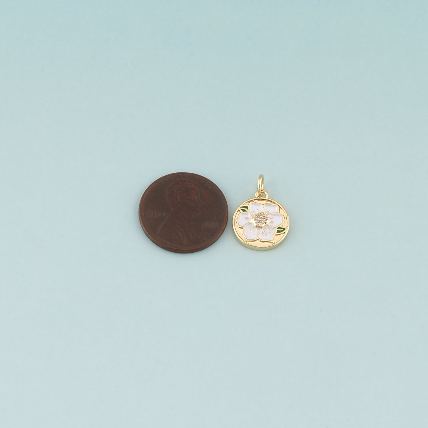 Gold Flower Charms,18K Gold Filled Flower Pendant,Enamel Flower Charm Bracelet Necklace for DIY Jewelry Making Supply