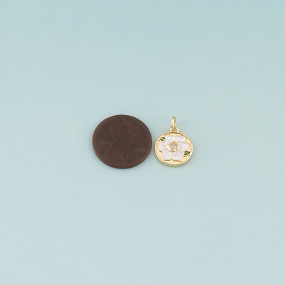 Gold Flower Charms,18K Gold Filled Flower Pendant,Enamel Flower Charm Bracelet Necklace for DIY Jewelry Making Supply