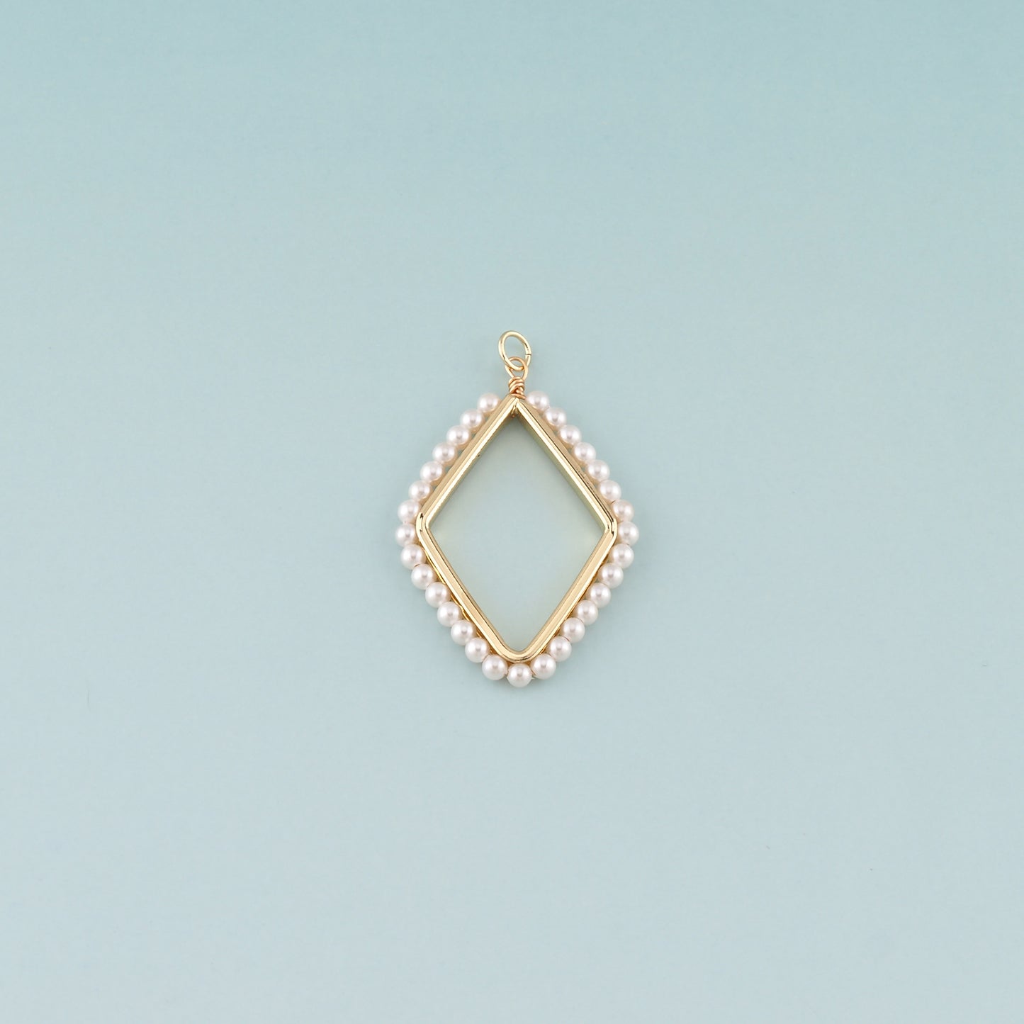 18K Gold Filled Pearl Rhombus Pendant,Dainty Rhombus Charm Bracelet Necklace for DIY Jewelry Making Supply