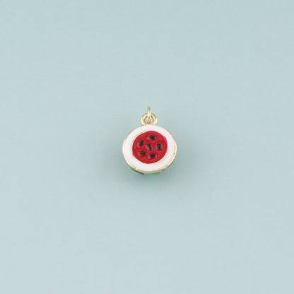 Gold Watermelon Charms,18K Gold Filled Watermelon Pendant,Enamel Fruit Charm Bracelet Necklace for DIY Jewelry Making Supply