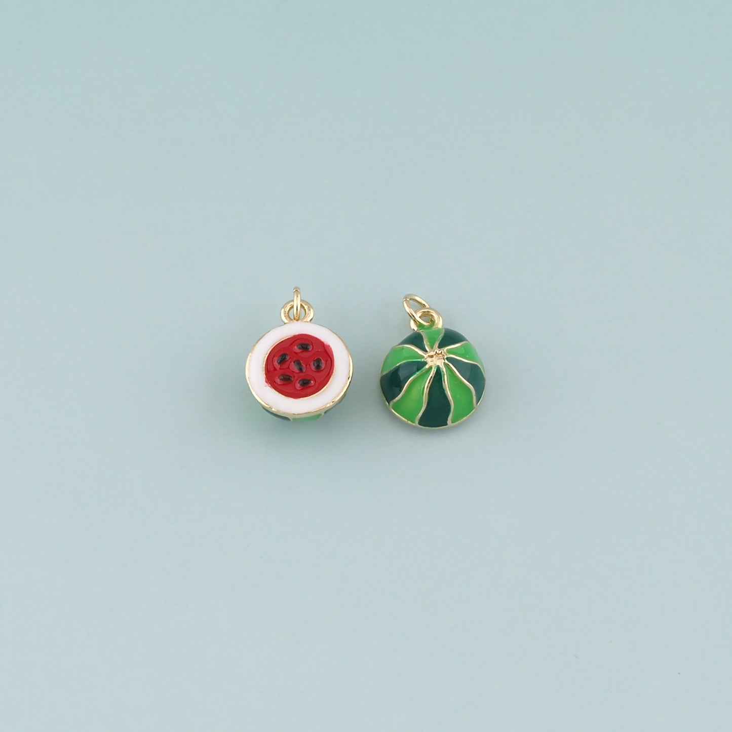 Gold Watermelon Charms,18K Gold Filled Watermelon Pendant,Enamel Fruit Charm Bracelet Necklace for DIY Jewelry Making Supply