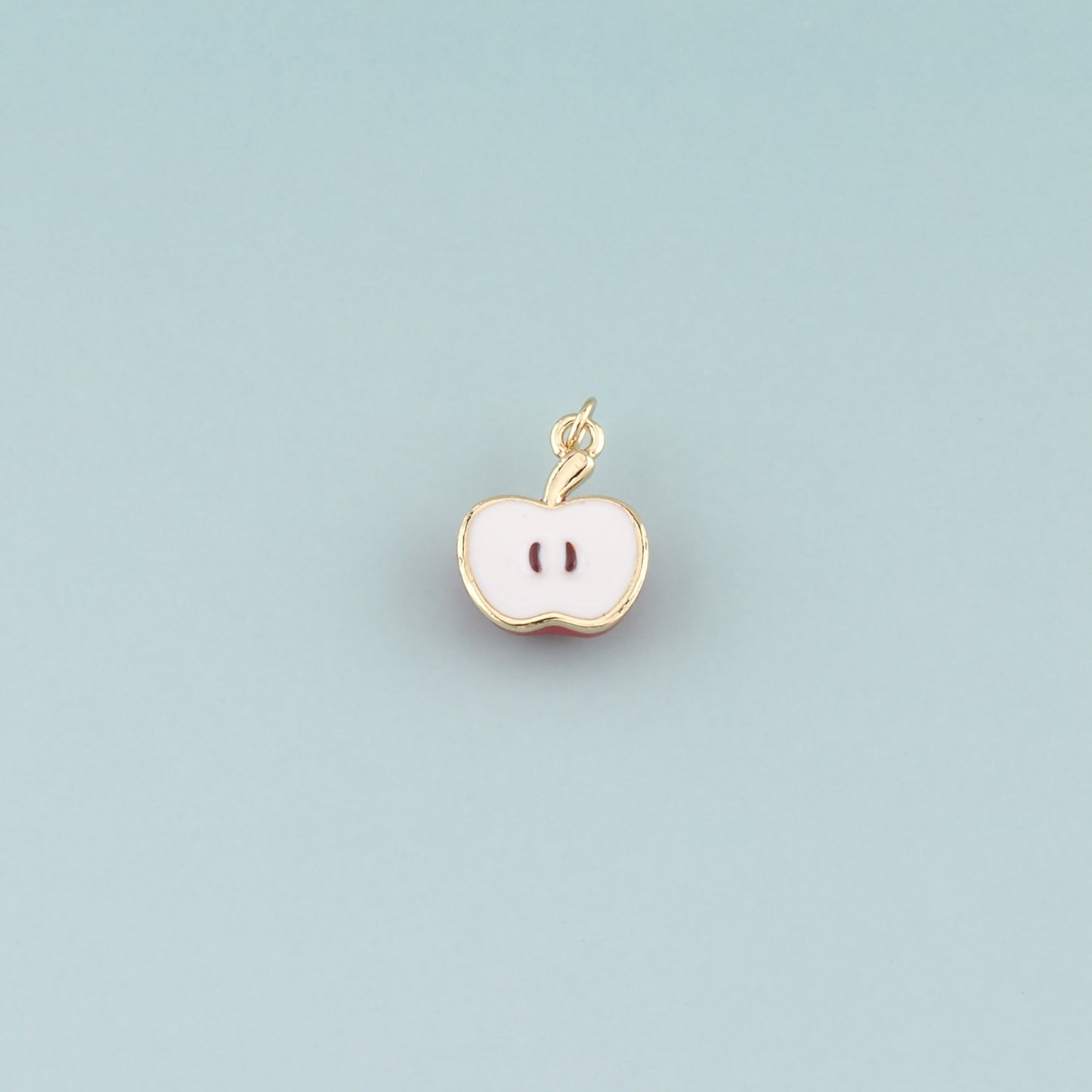 Gold Apple Charms,18K Gold Filled Apple Pendant,Enamel Fruit Charm Bracelet Necklace for DIY Jewelry Making Supply